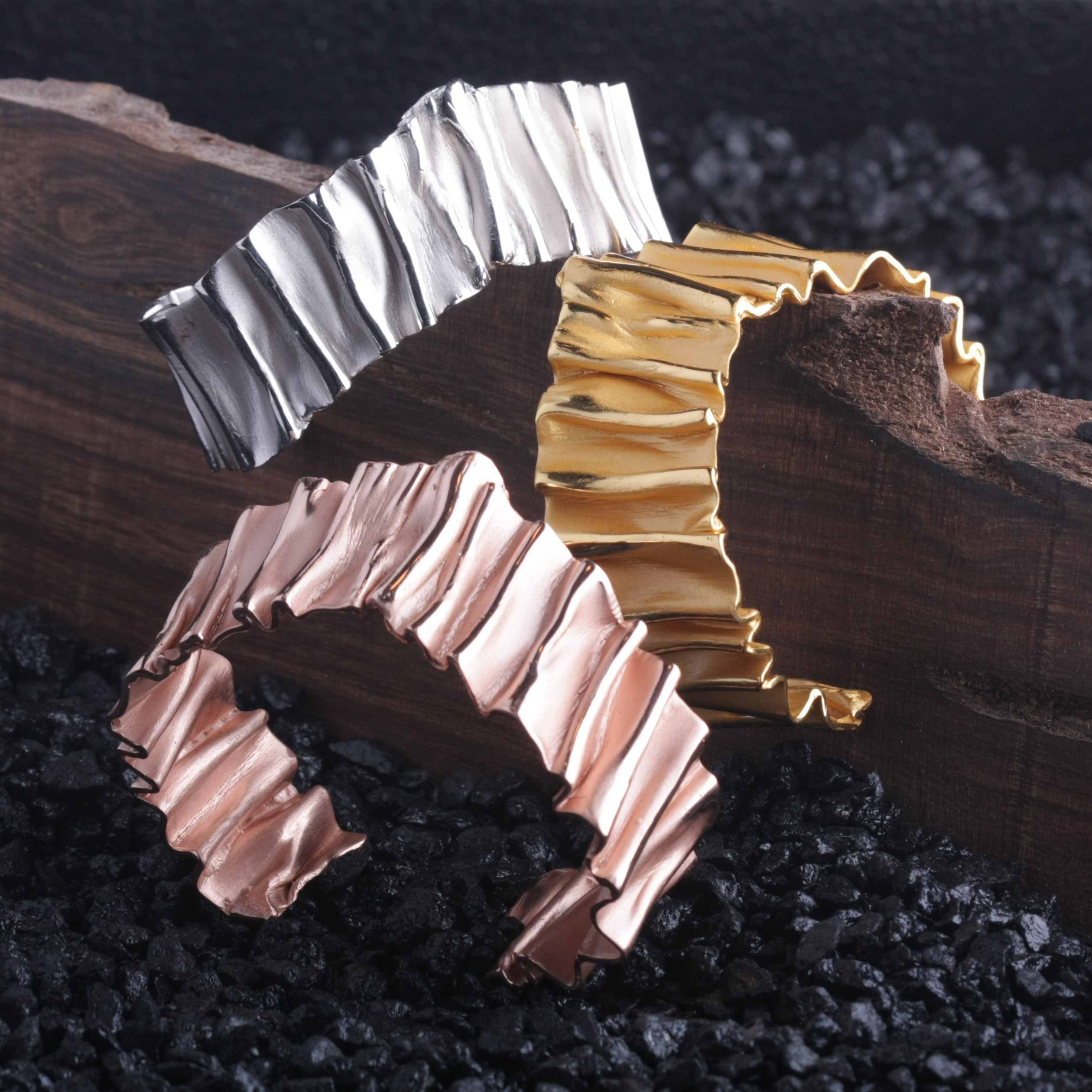 three crinkle bracelets