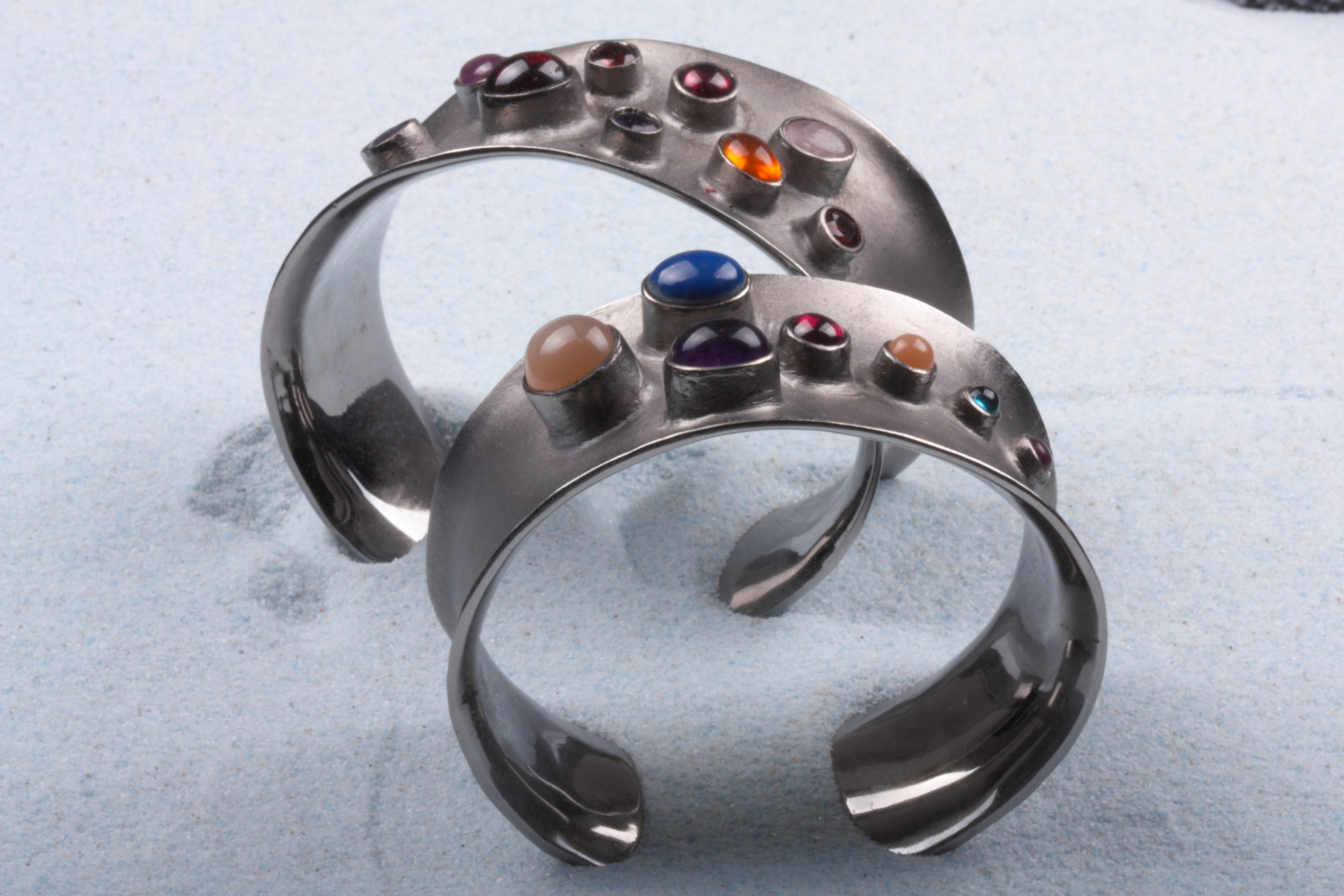 grey bracelets with stones