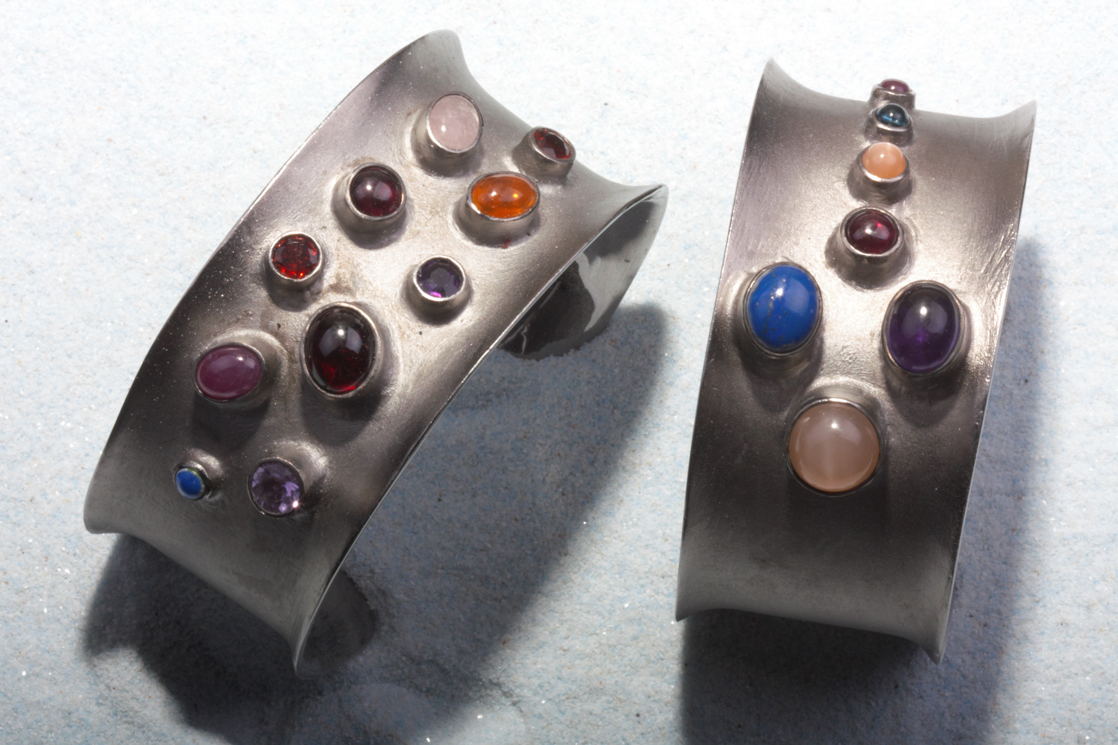 grey bracelets with stones