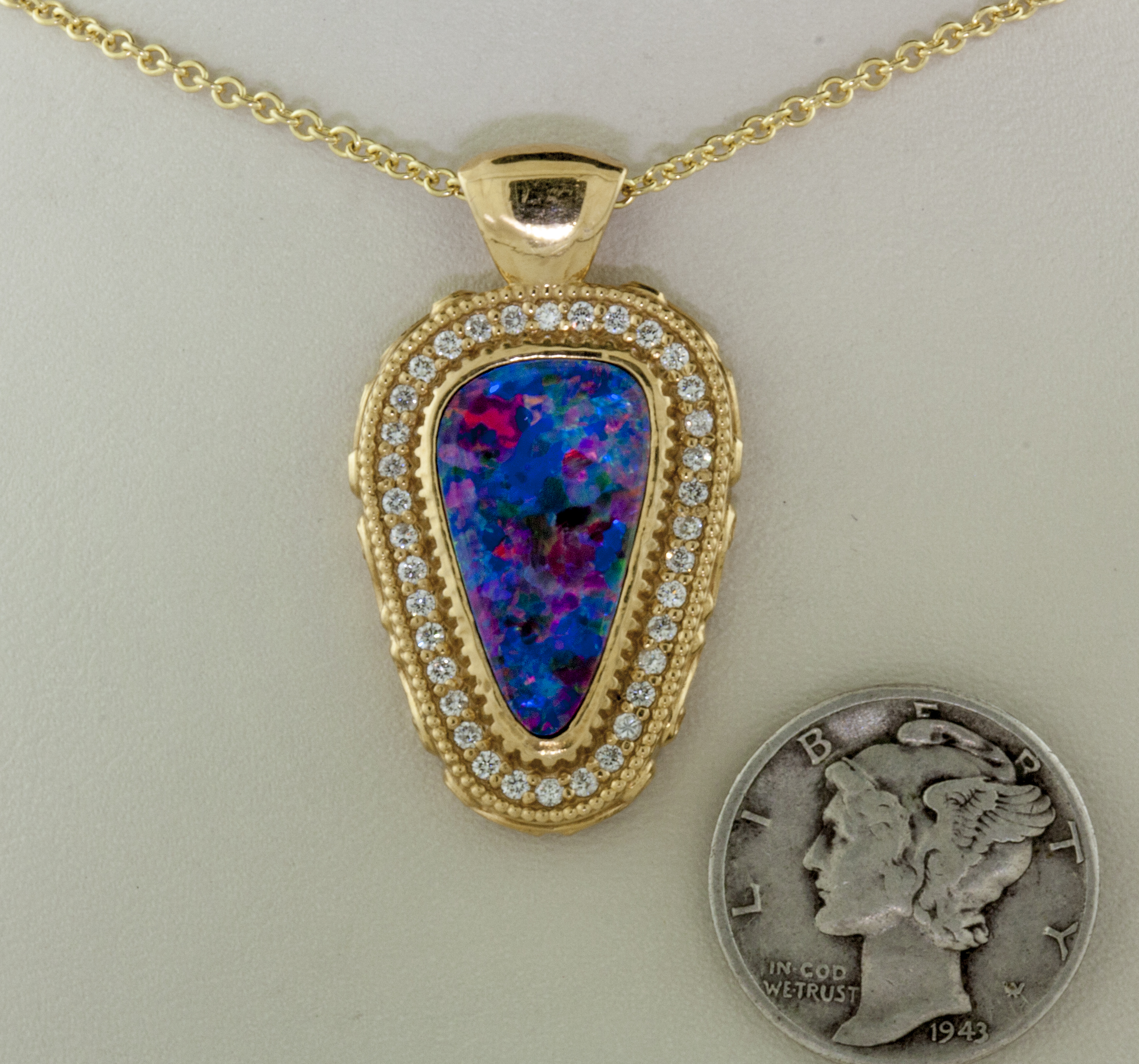 gold pendant opal one triangle