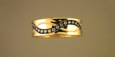gold ring black strip diamonds
