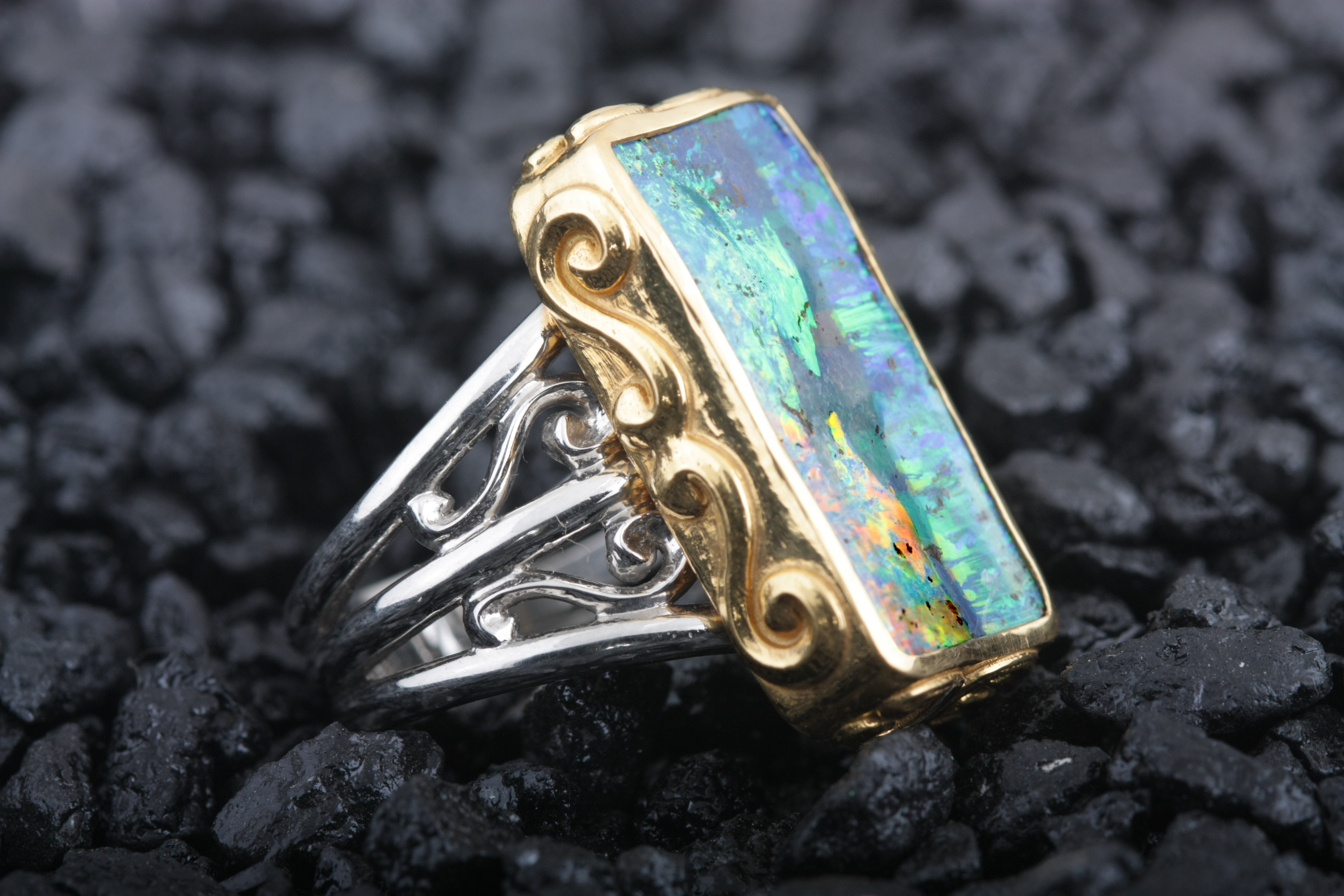 two tone opal ring