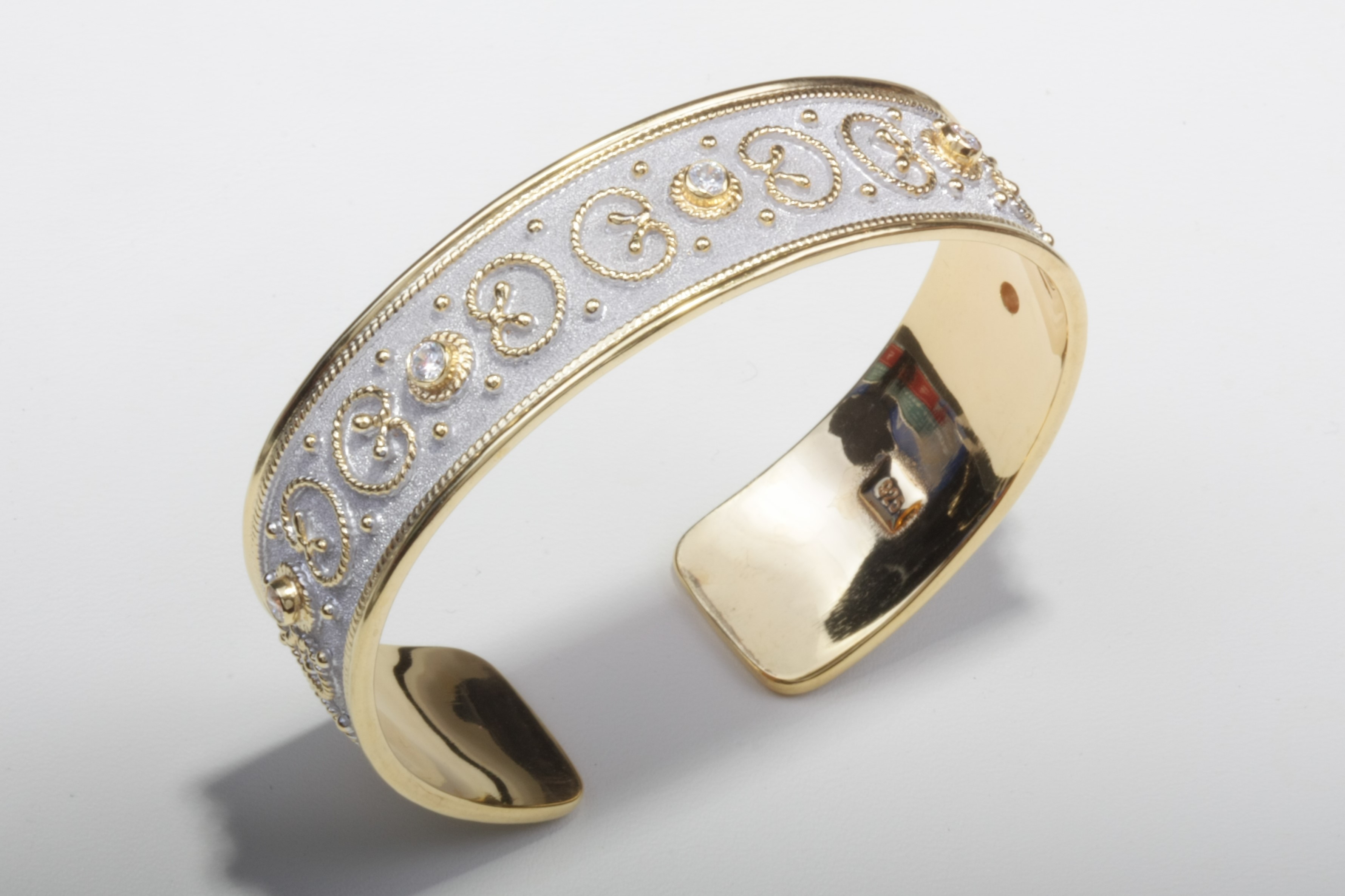 white two tone silver base bracelet