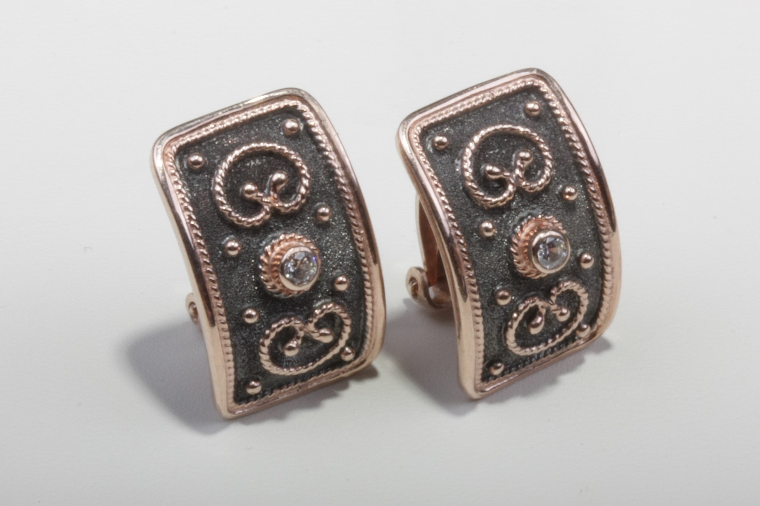 rose two tone silver earrings