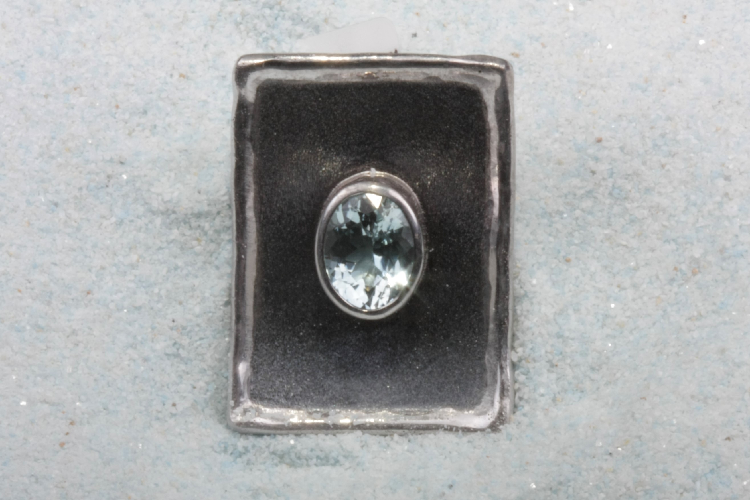 silver pendant aquamarine rectangle