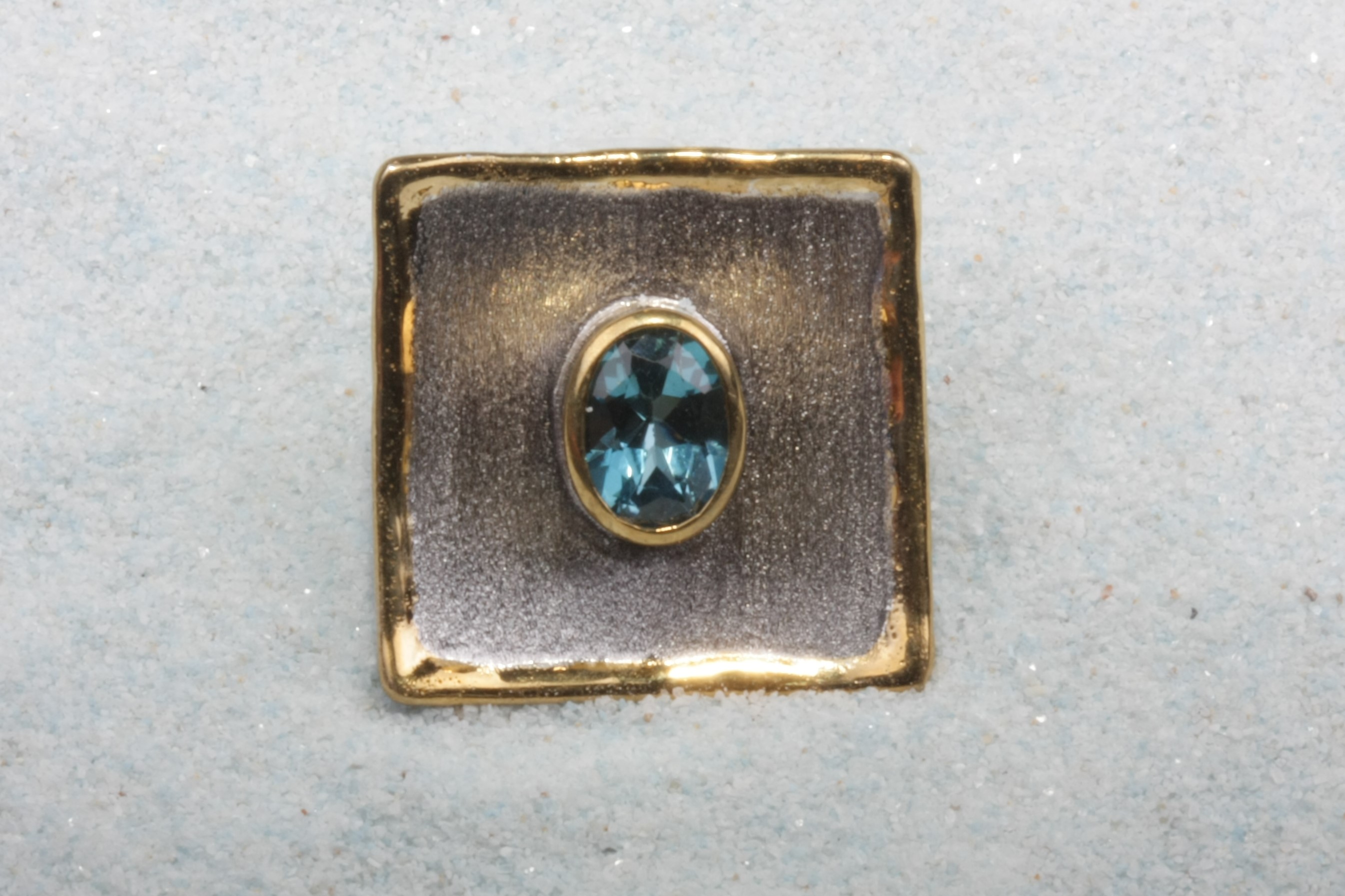 2tone silver blue tourmaline square el