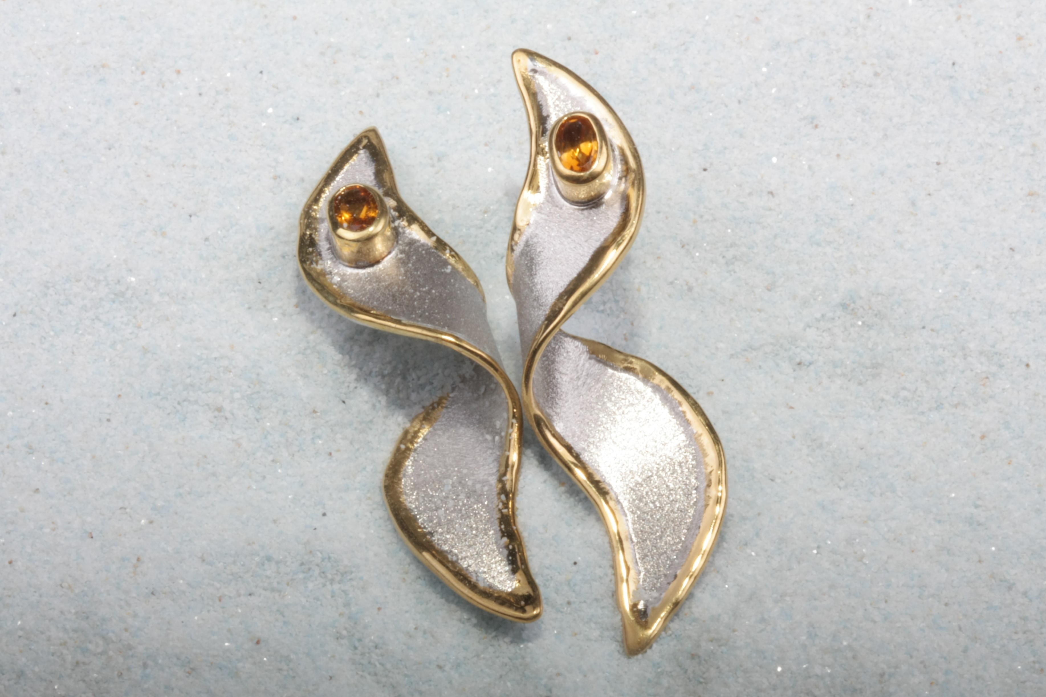 silver earrings citrine butterfly