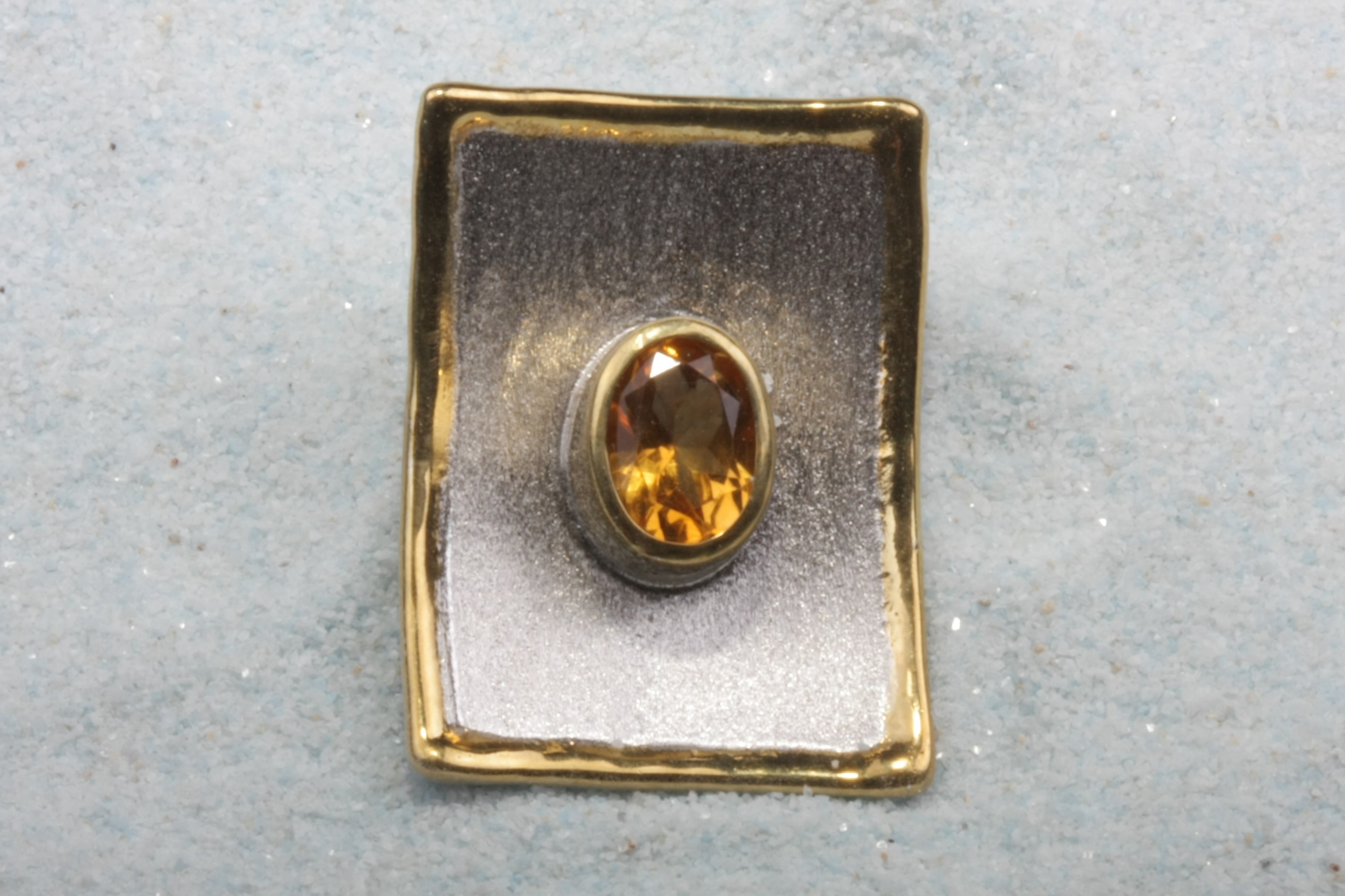 2tone silver pendant citrine rectangle