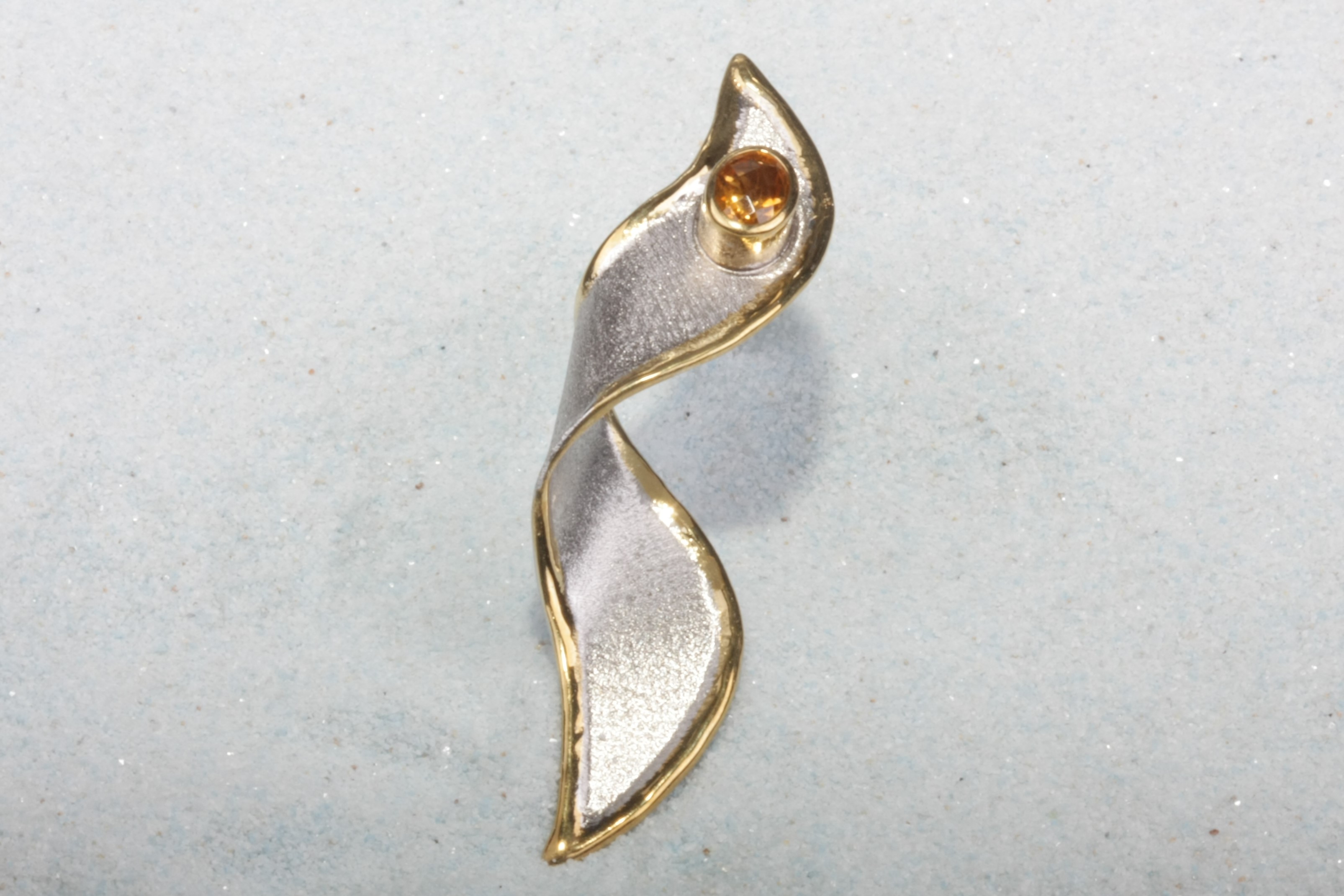 2tone silver pendant citrine twist