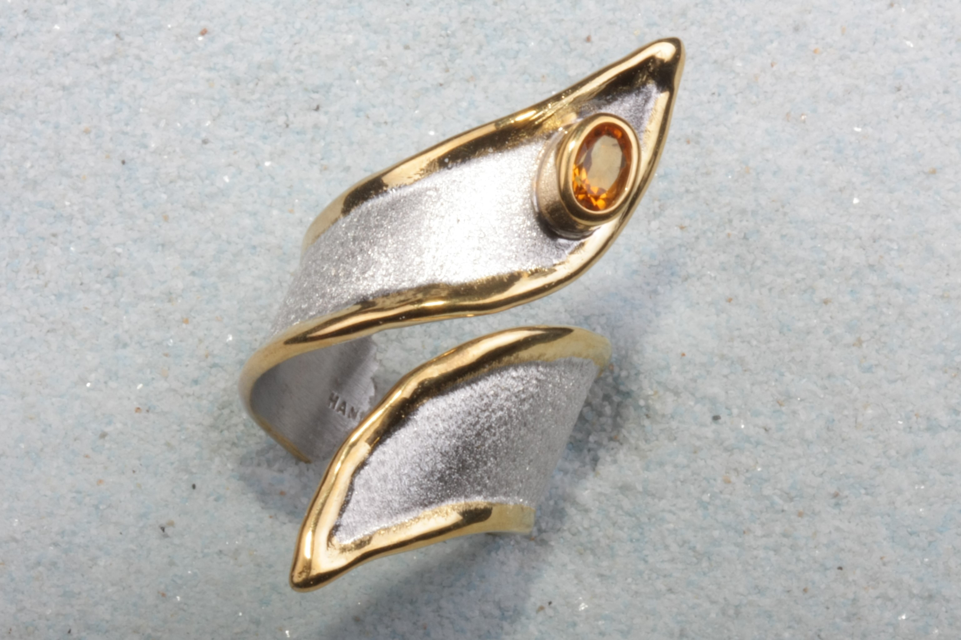 silver ring citrine twist