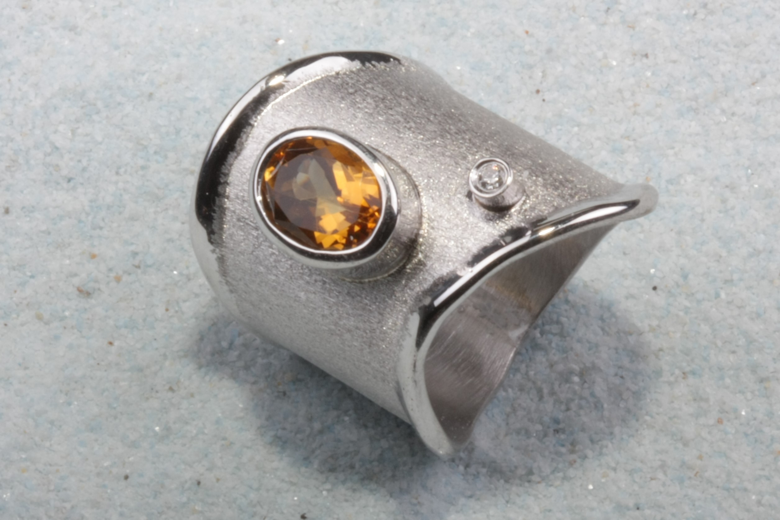 silver ring citrine wide